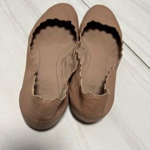 used and worn CHLOE Lauren scalloped leather ballet flats